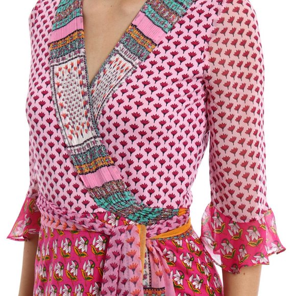 DVF NIEVES ZEN SCARF FLORAL Wrap Dress 10 - Picture 7 of 9
